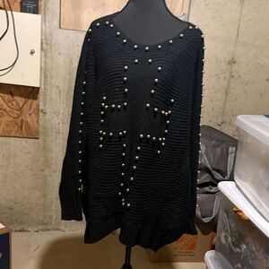 Chic Black Sweater with Studded Accents